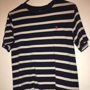 size LARGE dark blue and white kids polo shirt